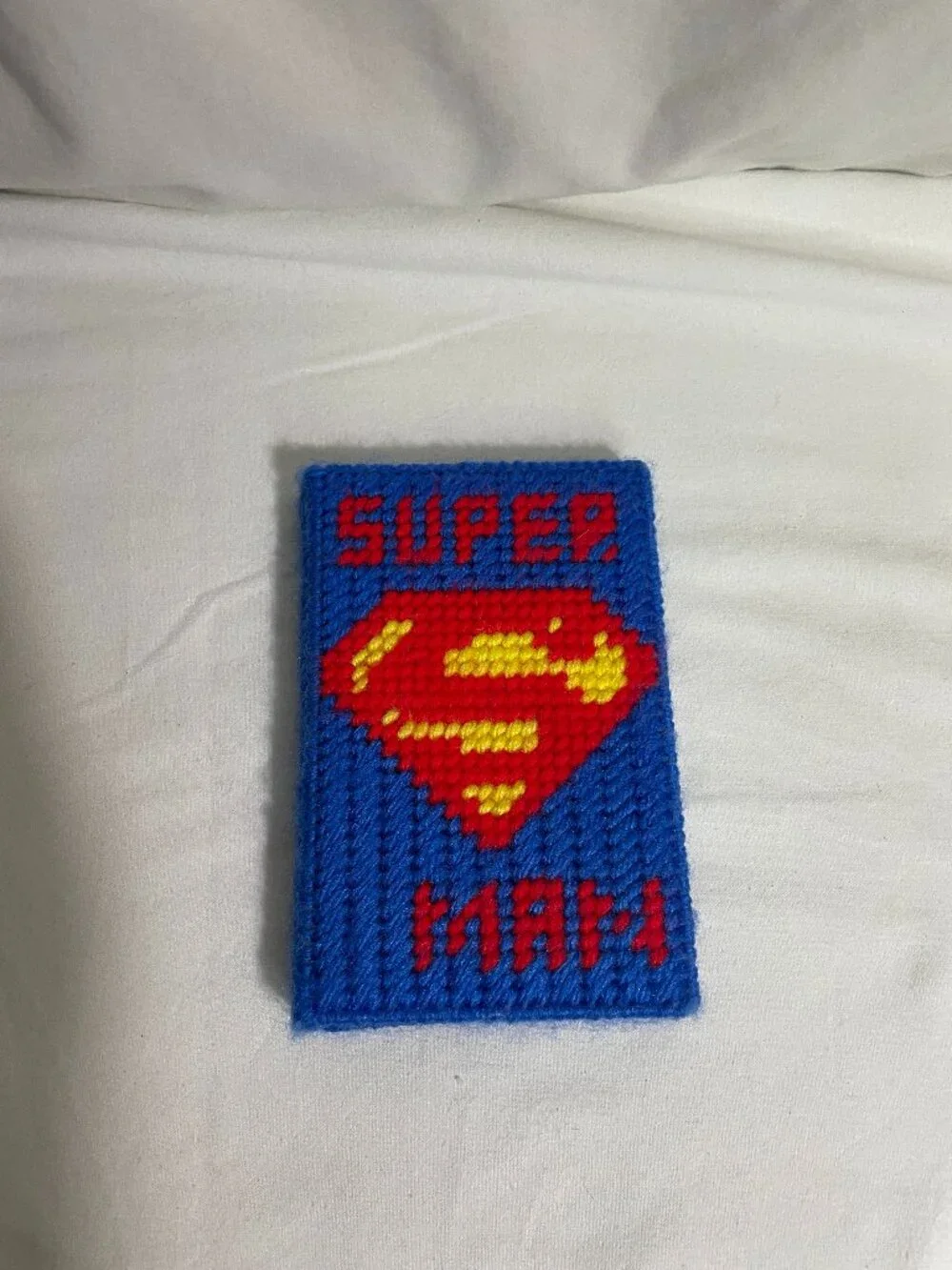 Handmade Superman Yarn Plastic Canvas Mini Notebook Cover Journal Holder DC Hero